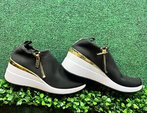 DKNY High Top Zip Sneakers Black/Gold/White